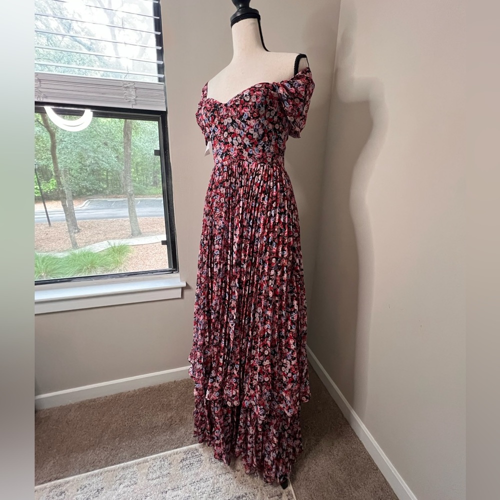 Fame and Partners NWT Floral Pleated Maxi Dress, Size 2